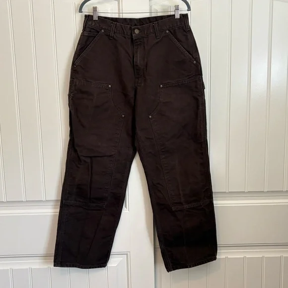 Vintage Carhartt Brown Denim Double Knee jeans 32X30 Work Carpenter pants - Picture 1 of 8